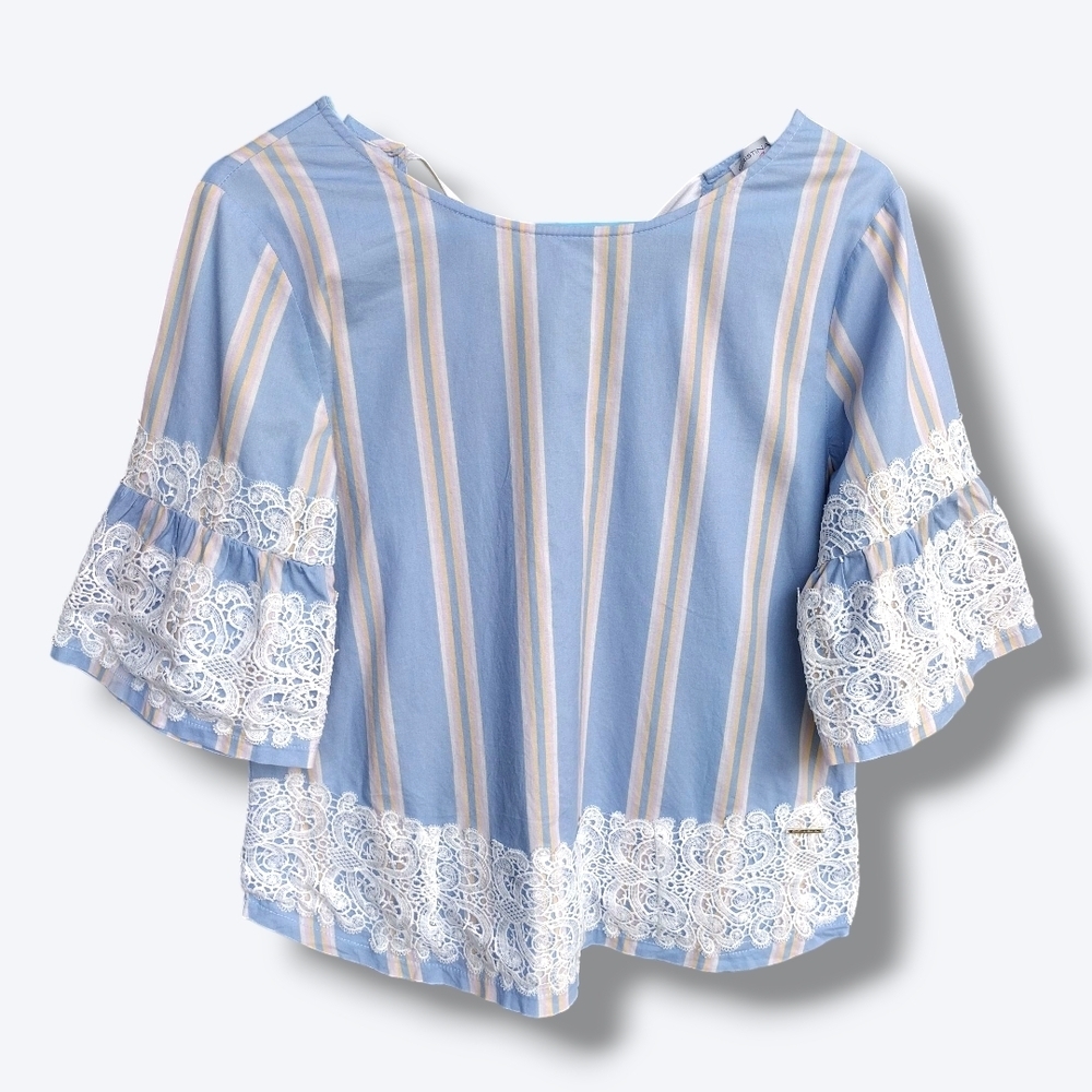 Cristina Gavioli Blue Striped Women's Top Sz Medium - Picture 4 of 4